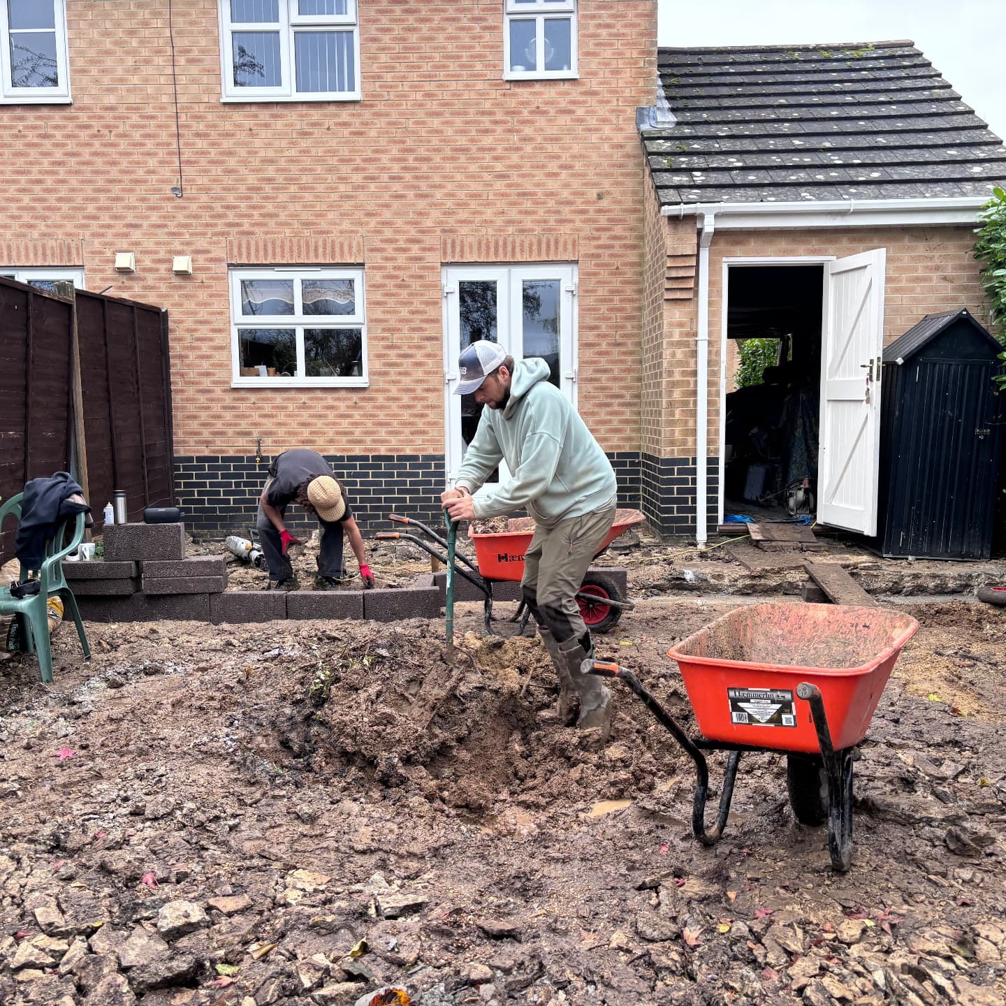 Garden construction underway at Stour Close, Petersfield