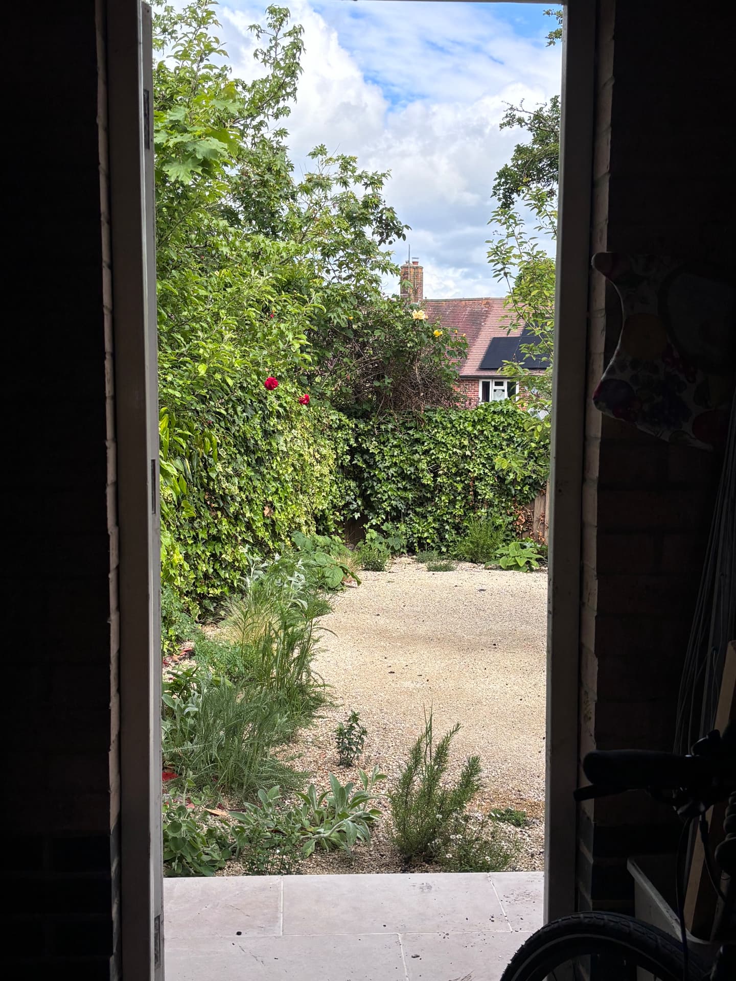 View out from the house to the gravel garden at Stour Close